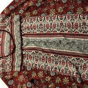 Floral designer terra cotta color blouse